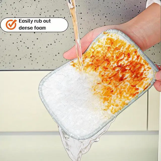 Alt view image 6 of 7 - 10Pack Scrubber Sponge for Dishes, Pans & Grease - Dual-Side Non-Scratch, Super Absorbent, Heat Resistant - Strong Cleaning Power for Kitchen, Glass, Stove (Color Random)