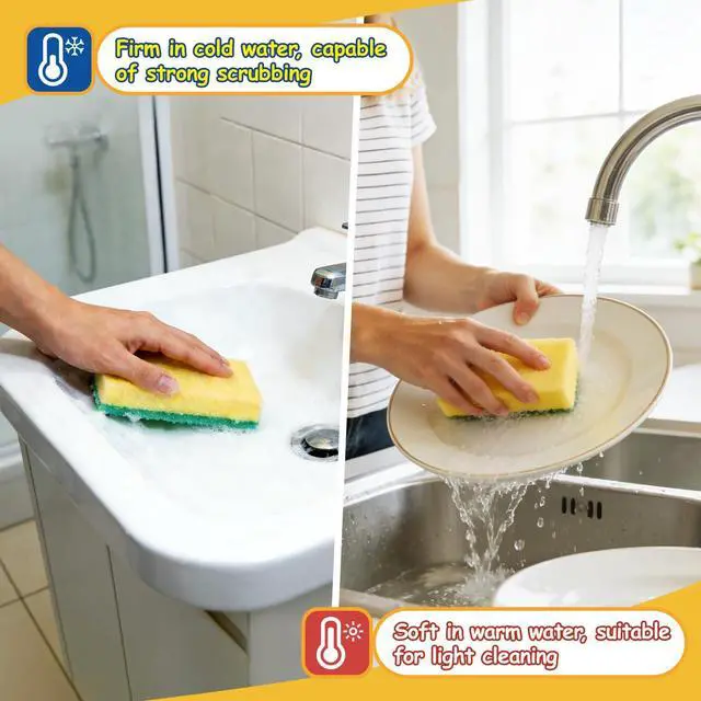 Alt view image 4 of 7 - Dish Sponges, Temperature-Responsive Kitchen Sponges 6 Pack