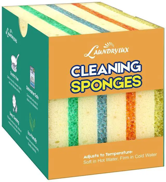 Main image of Scrub Sponge, Dual-Sided Temperature-Responsive Scrubber - Non-Scratch - Multipurpose Dish Sponges for Kitchens, Bathrooms, and Outdoor Use - 4 Pack