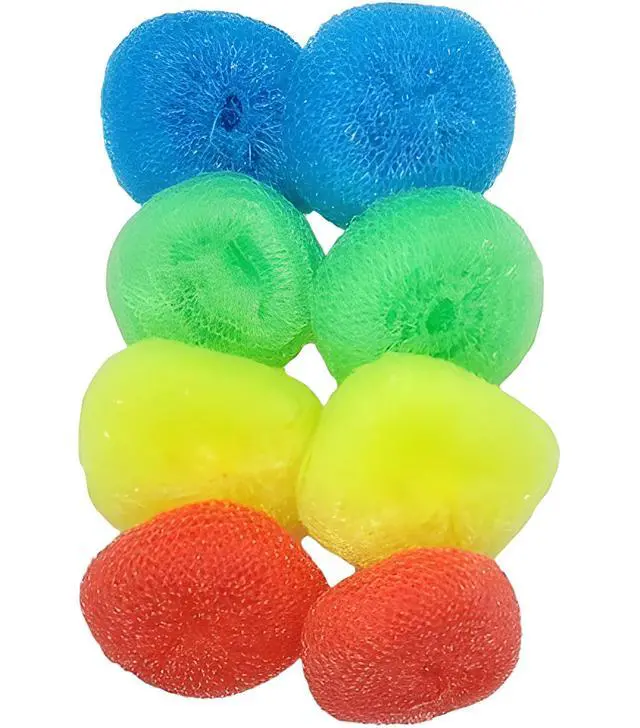 Alt view image 3 of 7 - 16-Pack Non-Scratch Nylon Scouring Pads Durable Round Kitchen Scrubbers in 4 Colors Safe for Non-Stick Cookware 2.5" Diameter Multi-Surface Cleaning Pads for Home, Kosher & Commercial Use