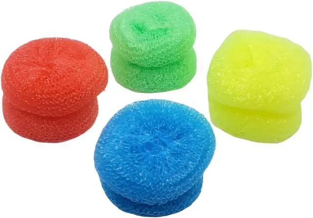 Alt view image 5 of 7 - 16-Pack Non-Scratch Nylon Scouring Pads Durable Round Kitchen Scrubbers in 4 Colors Safe for Non-Stick Cookware 2.5" Diameter Multi-Surface Cleaning Pads for Home, Kosher & Commercial Use