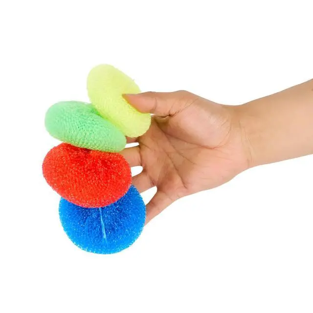 Alt view image 4 of 7 - 16-Pack Non-Scratch Nylon Scouring Pads Durable Round Kitchen Scrubbers in 4 Colors Safe for Non-Stick Cookware 2.5" Diameter Multi-Surface Cleaning Pads for Home, Kosher & Commercial Use