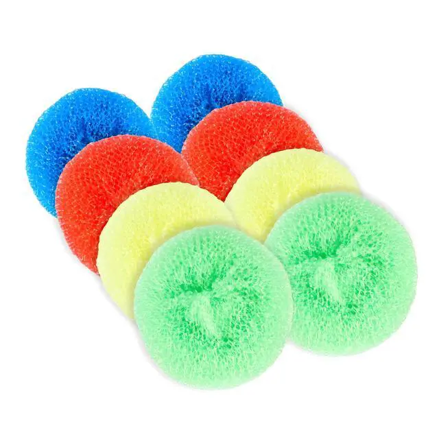 Alt view image 7 of 7 - 16-Pack Non-Scratch Nylon Scouring Pads Durable Round Kitchen Scrubbers in 4 Colors Safe for Non-Stick Cookware 2.5" Diameter Multi-Surface Cleaning Pads for Home, Kosher & Commercial Use