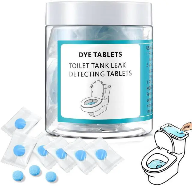 Main image of 30 Pcs Toilet Leak Detection Tablets, Blue Dye Tablet with Bottle