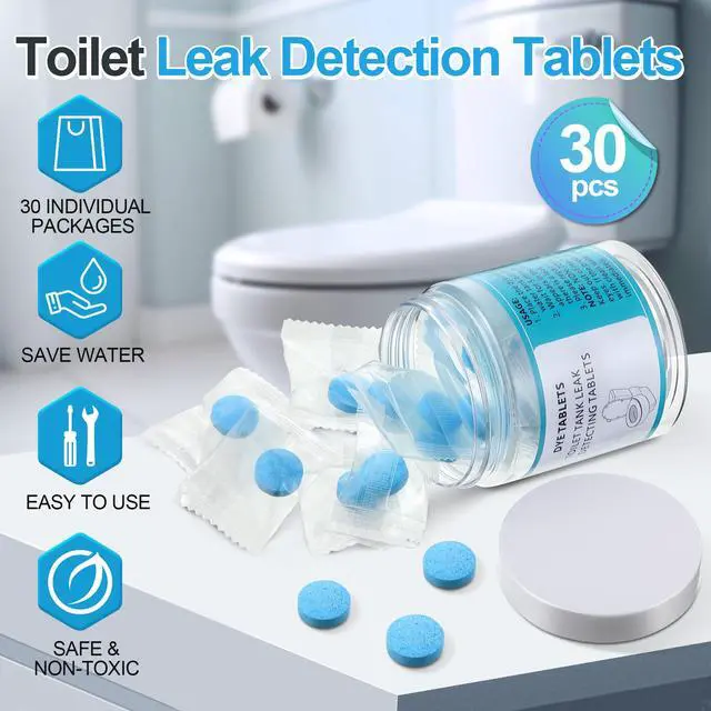 Alt view image 2 of 7 - 30 Pcs Toilet Leak Detection Tablets, Blue Dye Tablet with Bottle