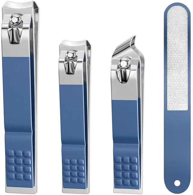 Main image of Nail Clipper Set, 4 PCS Ultra Sharp Nail Clippers for Men, Women, Adults Toenail Fingernail Clippers, Stainless Steel Nail Cutter & File, Blue