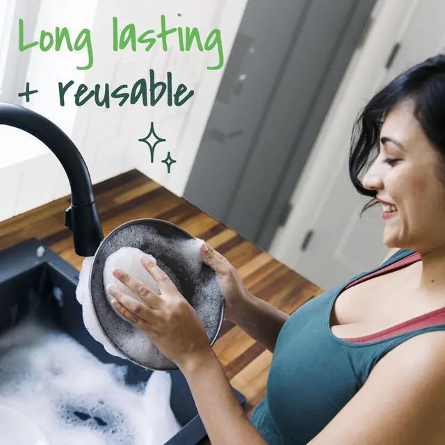 Alt view image 5 of 7 - Greener Clean Recycled Scrubbing Circles, 3 Dish Scrubbers for Cleaning Kitchen & Scrubbing Fruits or Veggies, Safe on Nonstick Pots and Pans, Glassware