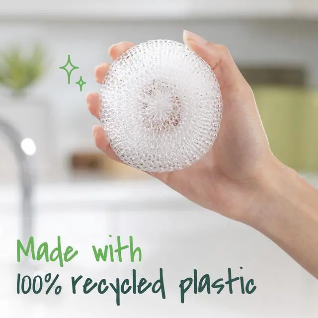 Alt view image 7 of 7 - Greener Clean Recycled Scrubbing Circles, 3 Dish Scrubbers for Cleaning Kitchen & Scrubbing Fruits or Veggies, Safe on Nonstick Pots and Pans, Glassware
