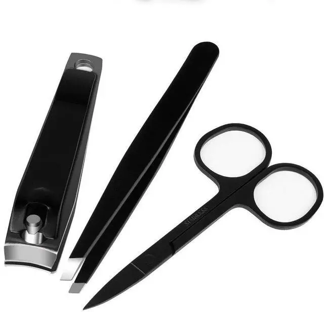 Main image of 3Pcs Nail Clippers Set, Stainless Steel Fingernail and Toenail Clipper Cutters, Professional Nail Clippers Cutter for Men,Women,Kids. Slanted Tip Tweezers, Eyebrow Scissors, Nail Cutter