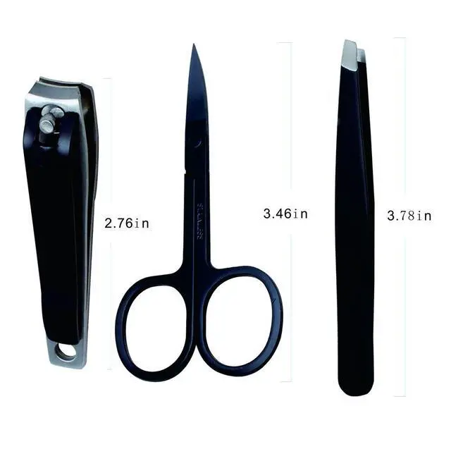 Alt view image 2 of 6 - 3Pcs Nail Clippers Set, Stainless Steel Fingernail and Toenail Clipper Cutters, Professional Nail Clippers Cutter for Men,Women,Kids. Slanted Tip Tweezers, Eyebrow Scissors, Nail Cutter