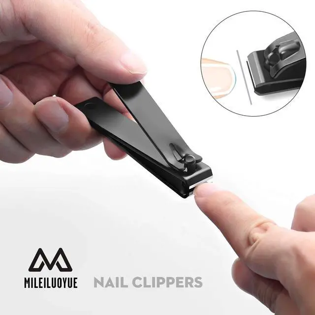 Alt view image 3 of 5 - Nail Clippers Set Black Stainless Steel Nail Cutter& Sharp Oblique Toe Nail Clipper & Nail File 4 Pieces, Men and Women Suitable for Gifts.