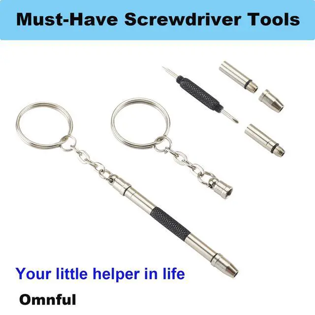 Alt view image 5 of 7 - Glasses Repair Kit with Precision 5 in 1 Mini Screwdrivers Set Keychain for Eyeglasses, Sunglasses, Jewelry, Watch, Electronics, Toy, Eye glass Repairing Kit, Hex, Phillips, Flat Head (2pcs Blue)