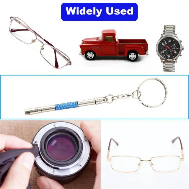 Alt view image 7 of 7 - Glasses Repair Kit with Precision 5 in 1 Mini Screwdrivers Set Keychain for Eyeglasses, Sunglasses, Jewelry, Watch, Electronics, Toy, Eye glass Repairing Kit, Hex, Phillips, Flat Head (2pcs Blue)