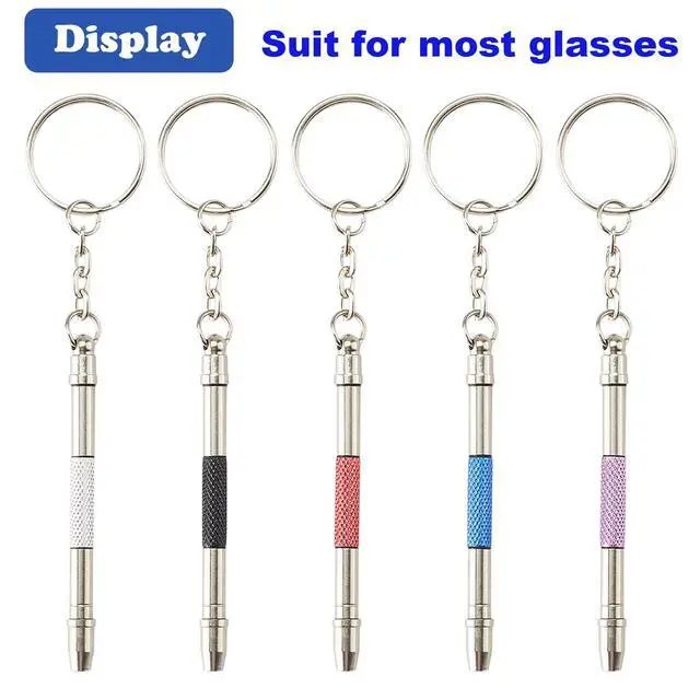 Alt view image 6 of 7 - Glasses Repair Kit with Precision 5 in 1 Mini Screwdrivers Set Keychain for Eyeglasses, Sunglasses, Jewelry, Watch, Electronics, Toy, Eye glass Repairing Kit, Hex, Phillips, Flat Head (2pcs Blue)