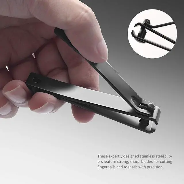 Alt view image 5 of 5 - Nail Clippers Set Black Stainless Steel Nail Cutter& Sharp Oblique Toe Nail Clipper & Nail File 4 Pieces, Men and Women Suitable for Gifts.