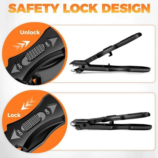 Alt view image 4 of 7 - Nail Clippers for Men Thick Nails, Heavy Duty Slanted Toenail Clippers for Seniors Ingrown Toenails with Safety Lock, Large Fingernail Clipper Long Handle Nail Cutter Gifts for Men Women Adults, Black