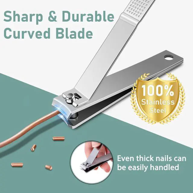 Alt view image 3 of 7 - 8 Pcs Large Curved Nail Clippers Set for Women Men, Bulk Toenail Fingernail Clipper Nails Cutters Stainless Steel, Seniors Adults Travel Manicure Pedicure Trimmer Gifts Kit