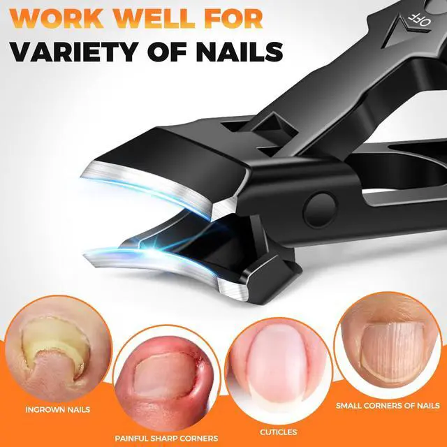 Alt view image 6 of 7 - Nail Clippers for Men Thick Nails, Heavy Duty Slanted Toenail Clippers for Seniors Ingrown Toenails with Safety Lock, Large Fingernail Clipper Long Handle Nail Cutter Gifts for Men Women Adults, Black