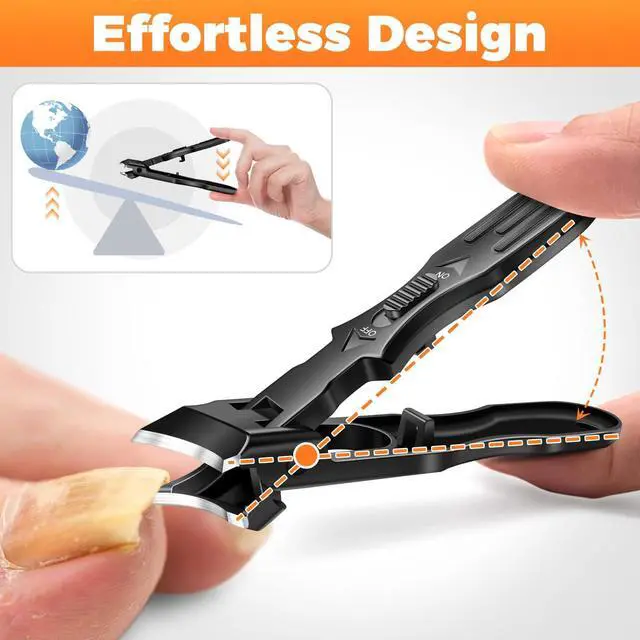 Alt view image 5 of 7 - Nail Clippers for Men Thick Nails, Heavy Duty Slanted Toenail Clippers for Seniors Ingrown Toenails with Safety Lock, Large Fingernail Clipper Long Handle Nail Cutter Gifts for Men Women Adults, Black