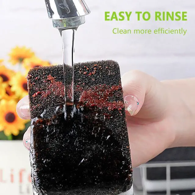 Alt view image 4 of 7 - Kitchen Cleaning Sponges, 6 Pack Heavy Duty Scrub Sponges Cleans Fast Non-Scratch Sponge for Washing Dishes and Cleaning Kitchen (Black)