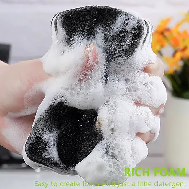 Alt view image 5 of 7 - Kitchen Cleaning Sponges, 6 Pack Heavy Duty Scrub Sponges Cleans Fast Non-Scratch Sponge for Washing Dishes and Cleaning Kitchen (Black)