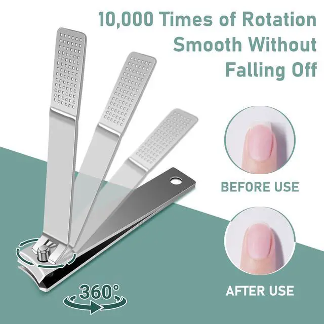 Alt view image 5 of 7 - 8 Pcs Large Curved Nail Clippers Set for Women Men, Bulk Toenail Fingernail Clipper Nails Cutters Stainless Steel, Seniors Adults Travel Manicure Pedicure Trimmer Gifts Kit