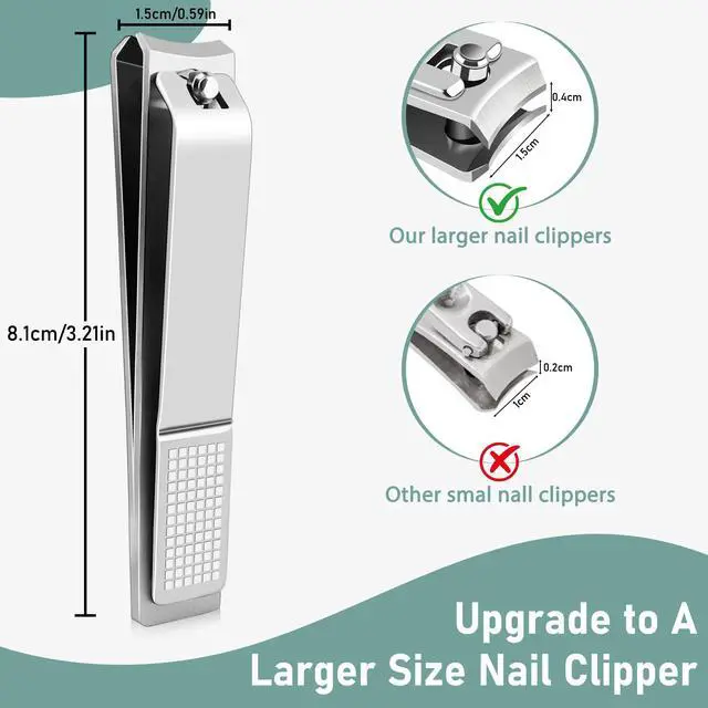 Alt view image 2 of 7 - 8 Pcs Large Curved Nail Clippers Set for Women Men, Bulk Toenail Fingernail Clipper Nails Cutters Stainless Steel, Seniors Adults Travel Manicure Pedicure Trimmer Gifts Kit