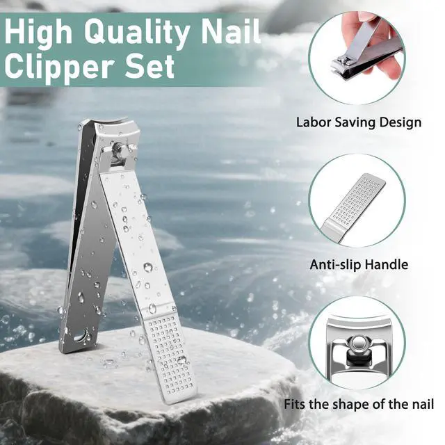 Alt view image 4 of 7 - 8 Pcs Large Curved Nail Clippers Set for Women Men, Bulk Toenail Fingernail Clipper Nails Cutters Stainless Steel, Seniors Adults Travel Manicure Pedicure Trimmer Gifts Kit