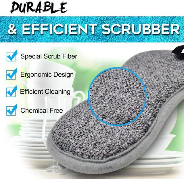 Alt view image 2 of 6 - Dual Sided All-Purpose Sponges Kitchen,Dish Sponge for Washing Dishes Cleaning Kitchen,Non Scratch,Rough Scrubbers for Non-Stick Cookware, Soft Microfiber Scrub for Dishes(Bule,6Pack)