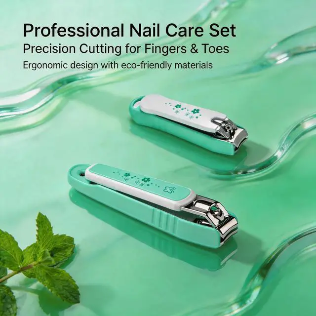 Alt view image 2 of 7 - Ultra Sharp Nail Clipper Set, Fingernail and Toenail Trimmer Cutter, Stainless Steel, Curved Blade, Sturdy, Nail Catcher, Nail Files for Men and Women