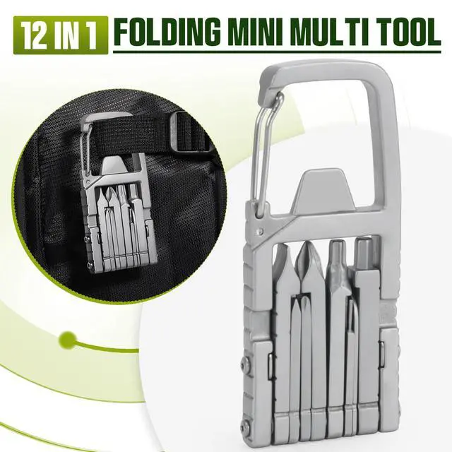 Alt view image 2 of 7 - 12 in 1 Keychain Multitool Screwdriver Bit Folding Multi Tool Bottle Opener Portable Pocket Tool for Outdoors Camping