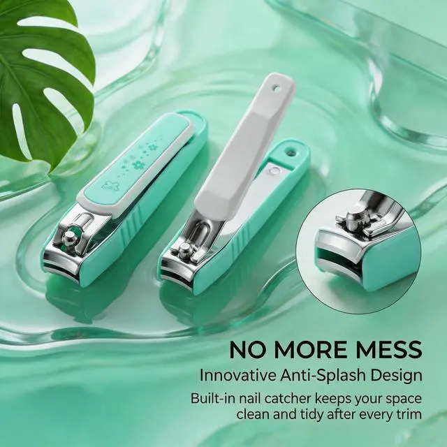 Alt view image 4 of 7 - Ultra Sharp Nail Clipper Set, Fingernail and Toenail Trimmer Cutter, Stainless Steel, Curved Blade, Sturdy, Nail Catcher, Nail Files for Men and Women