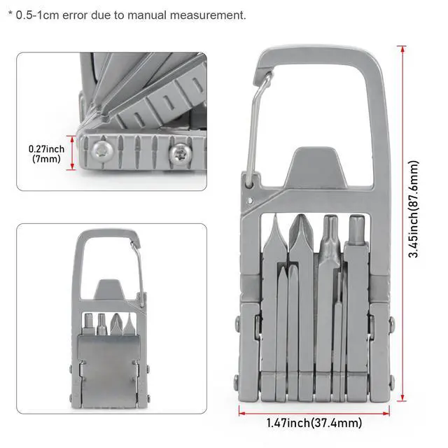 Alt view image 5 of 7 - 12 in 1 Keychain Multitool Screwdriver Bit Folding Multi Tool Bottle Opener Portable Pocket Tool for Outdoors Camping