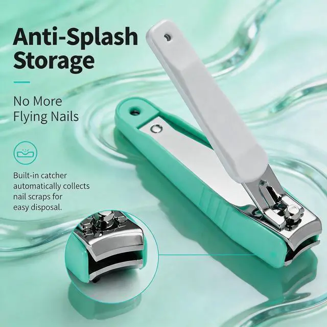 Alt view image 5 of 7 - Ultra Sharp Nail Clipper Set, Fingernail and Toenail Trimmer Cutter, Stainless Steel, Curved Blade, Sturdy, Nail Catcher, Nail Files for Men and Women