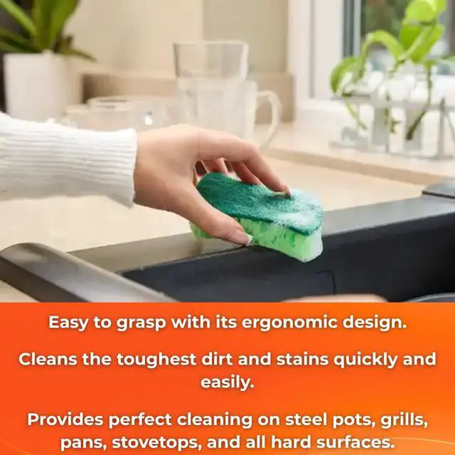 Alt view image 5 of 7 - Coral Sponge Ergonomic Heavy Duty Scrub Sponge for Kitchen Large Pores for Extra Foam Non-Scratch Dish Scrubber for Pots, Pans & Grills, 3-Pieces