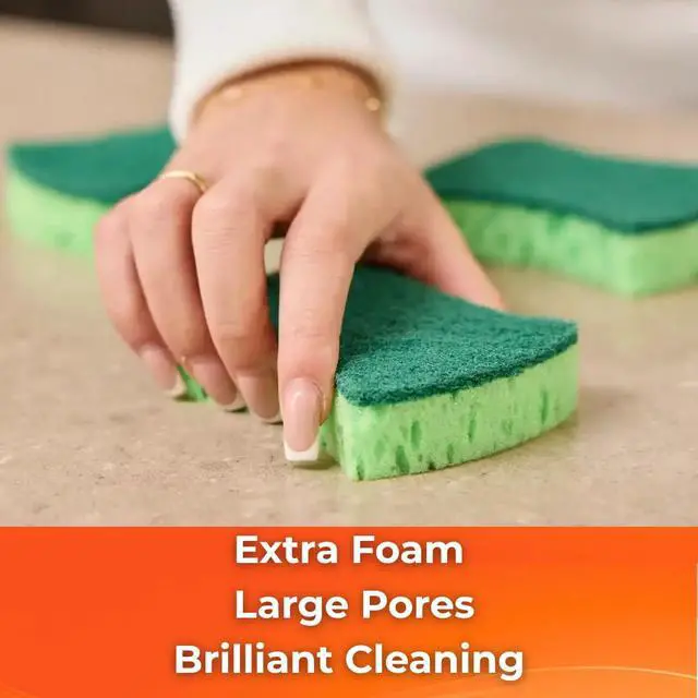 Alt view image 6 of 7 - Coral Sponge Ergonomic Heavy Duty Scrub Sponge for Kitchen Large Pores for Extra Foam Non-Scratch Dish Scrubber for Pots, Pans & Grills, 3-Pieces