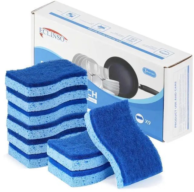 Main image of 9 Pack Zero Scratch Scrub Sponges, Non-Scratch Dish Scrubbers for Nonstick Pans, Multi-Surface Safe Cleaning Sponges for Kitchen & Bathroom