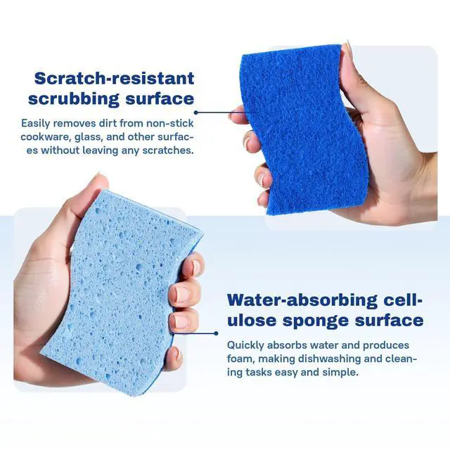 Alt view image 2 of 7 - 9 Pack Zero Scratch Scrub Sponges, Non-Scratch Dish Scrubbers for Nonstick Pans, Multi-Surface Safe Cleaning Sponges for Kitchen & Bathroom