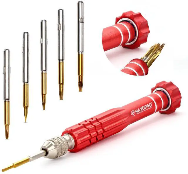 Main image of 5-in-1 Multifunctional Eyeglass Screwdriver Kit | Mini Screwdriver for Glasses with Swivel Head and Strong Magnetic Tips | Premium Set for Eyeglass Sunglasses Electronics Phone Jewelry - By MaxoPro