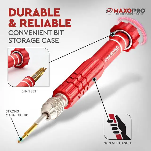 Alt view image 4 of 7 - 5-in-1 Multifunctional Eyeglass Screwdriver Kit | Mini Screwdriver for Glasses with Swivel Head and Strong Magnetic Tips | Premium Set for Eyeglass Sunglasses Electronics Phone Jewelry - By MaxoPro
