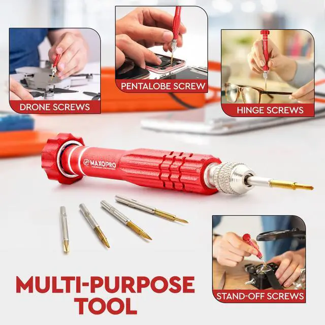 Alt view image 3 of 7 - 5-in-1 Multifunctional Eyeglass Screwdriver Kit | Mini Screwdriver for Glasses with Swivel Head and Strong Magnetic Tips | Premium Set for Eyeglass Sunglasses Electronics Phone Jewelry - By MaxoPro