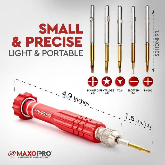 Alt view image 6 of 7 - 5-in-1 Multifunctional Eyeglass Screwdriver Kit | Mini Screwdriver for Glasses with Swivel Head and Strong Magnetic Tips | Premium Set for Eyeglass Sunglasses Electronics Phone Jewelry - By MaxoPro