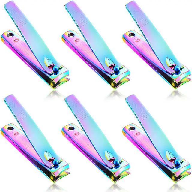Main image of 6 Pcs Rainbow Stainless Steel Nail Clipper Set Fingernail Clipper for Women Men