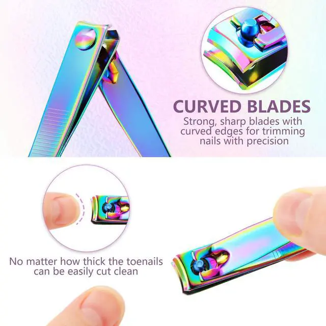 Alt view image 4 of 7 - 6 Pcs Rainbow Stainless Steel Nail Clipper Set Fingernail Clipper for Women Men