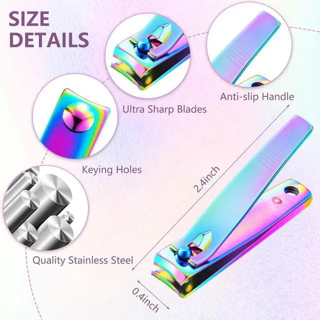 Alt view image 3 of 7 - 6 Pcs Rainbow Stainless Steel Nail Clipper Set Fingernail Clipper for Women Men