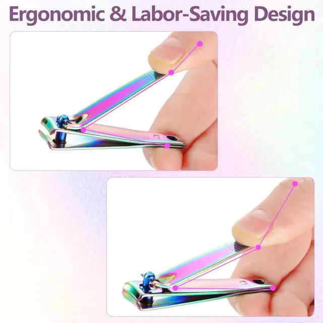 Alt view image 5 of 7 - 6 Pcs Rainbow Stainless Steel Nail Clipper Set Fingernail Clipper for Women Men