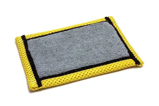 Alt view image 3 of 3 - Microfiber Dish and Kitchen Scrubbing Sponge - 4.25"x6.25" - Dish Sponge Replacement, Scratch-Free Scouring Pad, Laundry and Dishwasher Safe (6, Grey and Gold)
