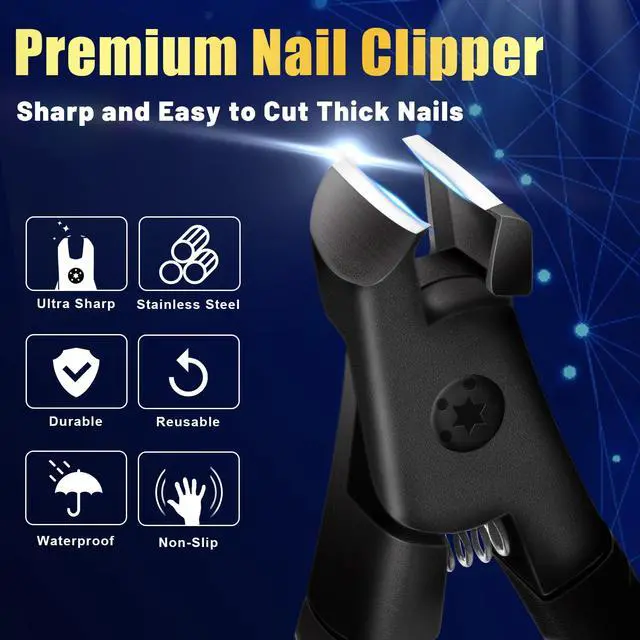Alt view image 2 of 6 - Professional Nail Clippers for Thick Toenails - Ultra Sharp, Anti-Slip Set With Long Handle for Men, Women and Seniors - Stainless Steel Large Clippers