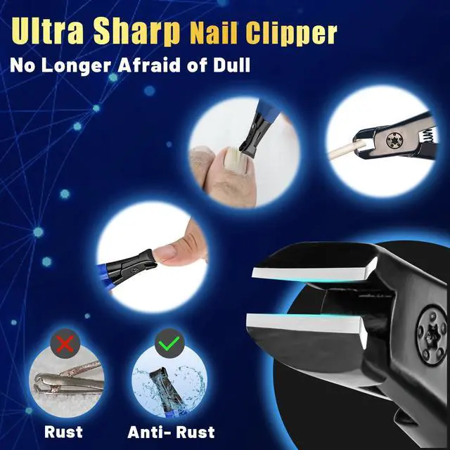 Alt view image 5 of 6 - Professional Nail Clippers for Thick Toenails - Ultra Sharp, Anti-Slip Set With Long Handle for Men, Women and Seniors - Stainless Steel Large Clippers