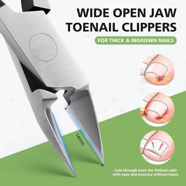 Alt view image 3 of 7 - Toenail Clippers Straight Blade for Thick Toenails and Ingrown Nails, Professional Stainless Steel Fingernail Toenail Clippers Trimmers for Seniors, Men and Adult - Black